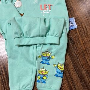 Disney Kids Matching Set - Mint Green with Blue and Yellow Aliens